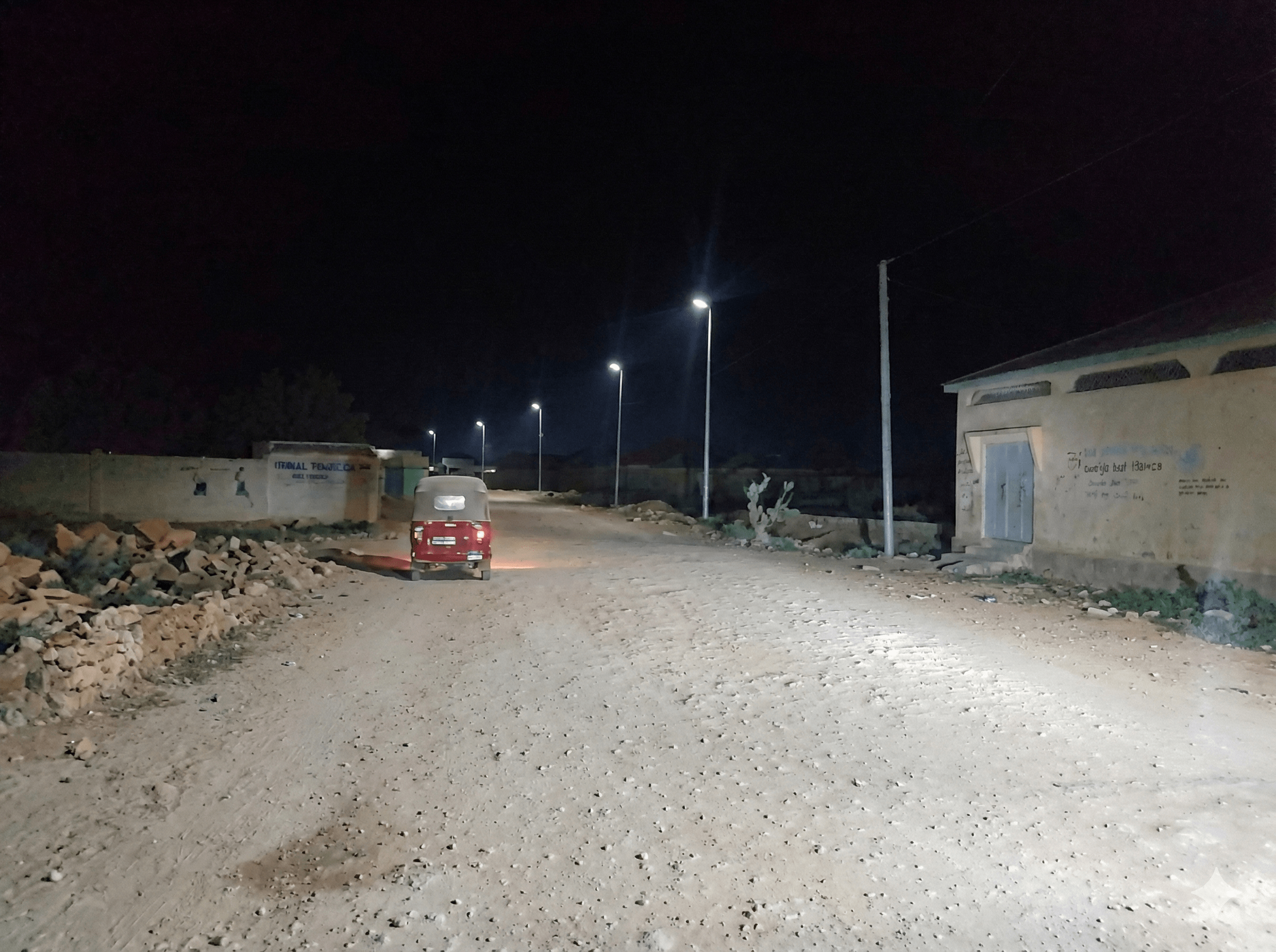 Illuminated street at night